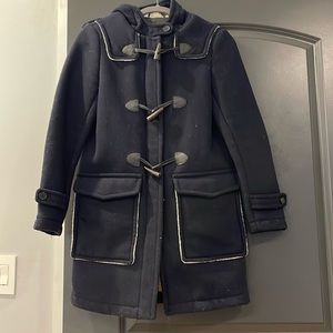 Zara Basic Navy Shearling Hooded Jacket